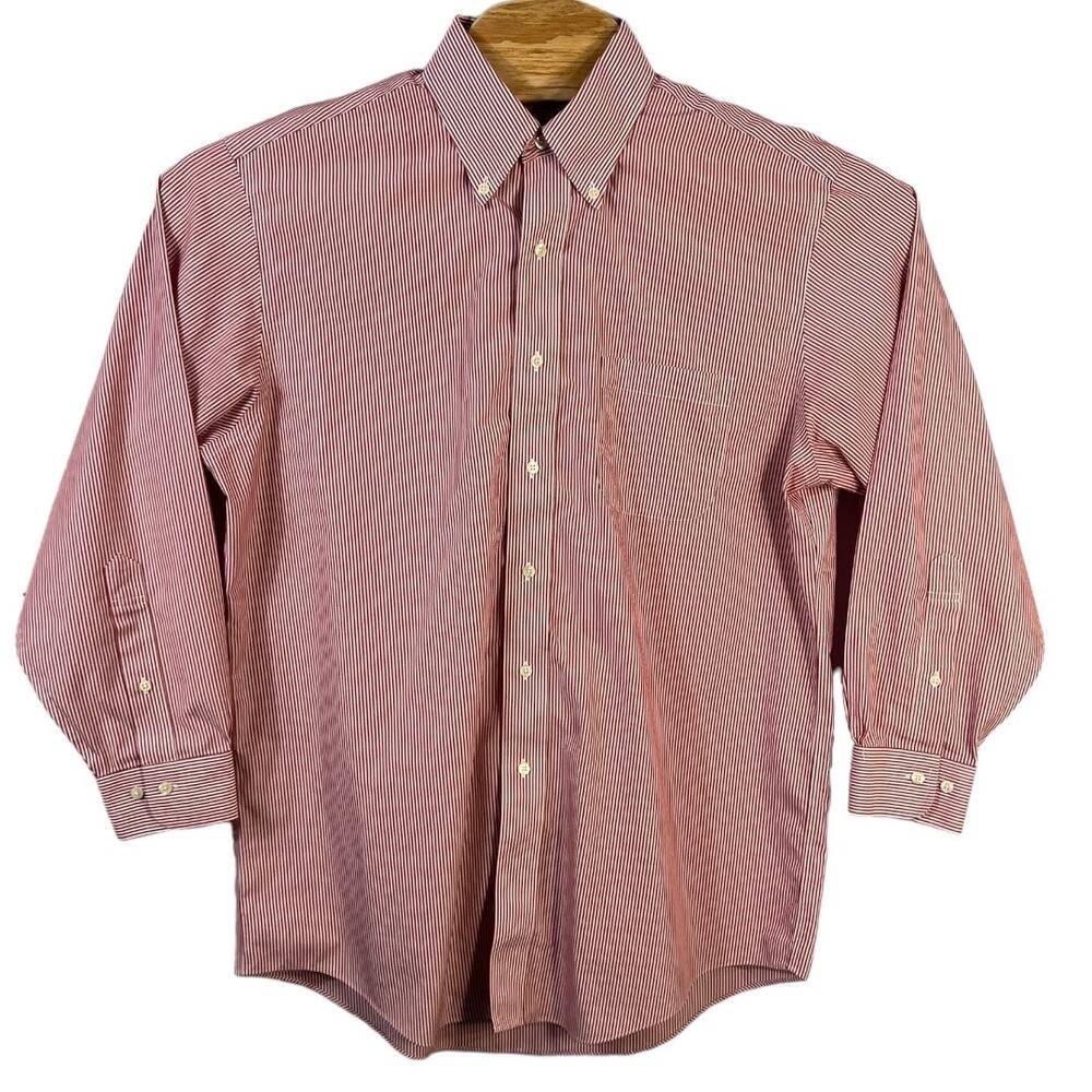 Red & White Striped Brooks Brothers Button Down Shirt - Size 16 2/3